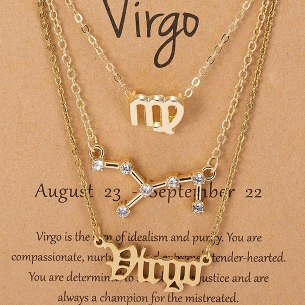 Zodiac Virgo 3 piece Goldtone Pendant necklaces